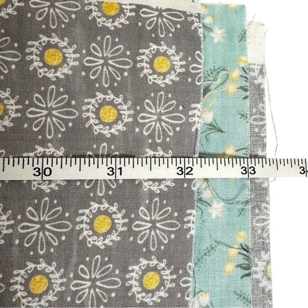 Handmade Large yellow gray blue Spring garden Print Bedroom Decor Quilt topper